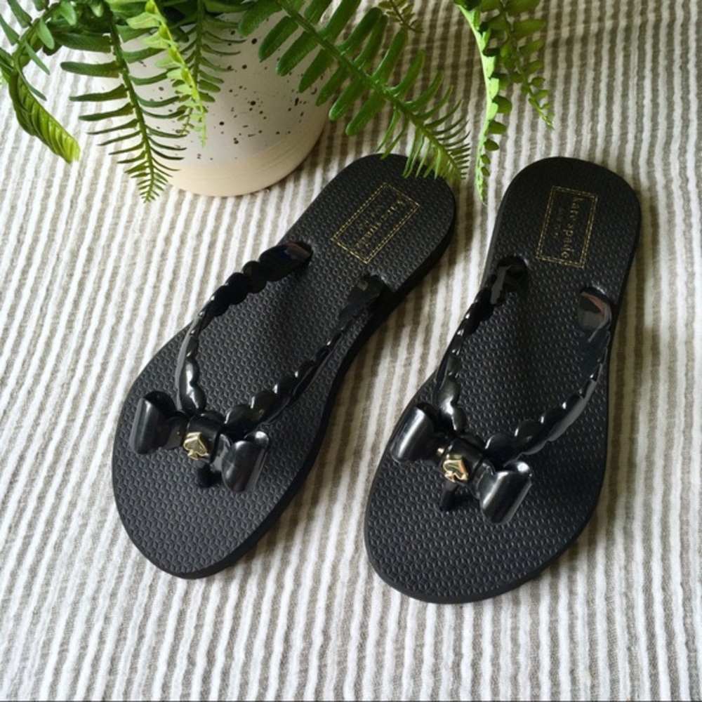 Kate Spade Black Denise Flip Flops